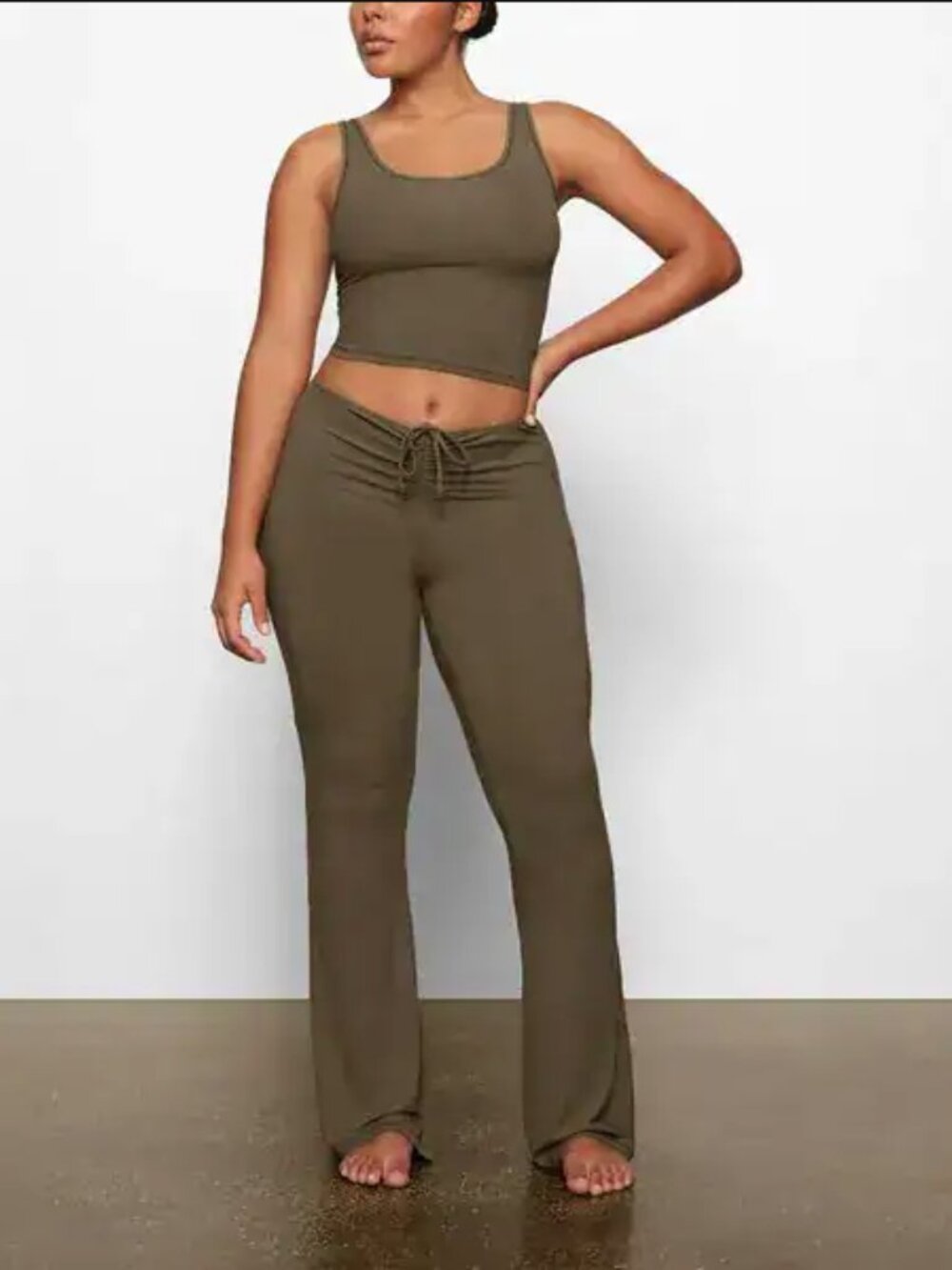 Skims Soft Lounge Ruched Pant, Army Green, size S NWT
